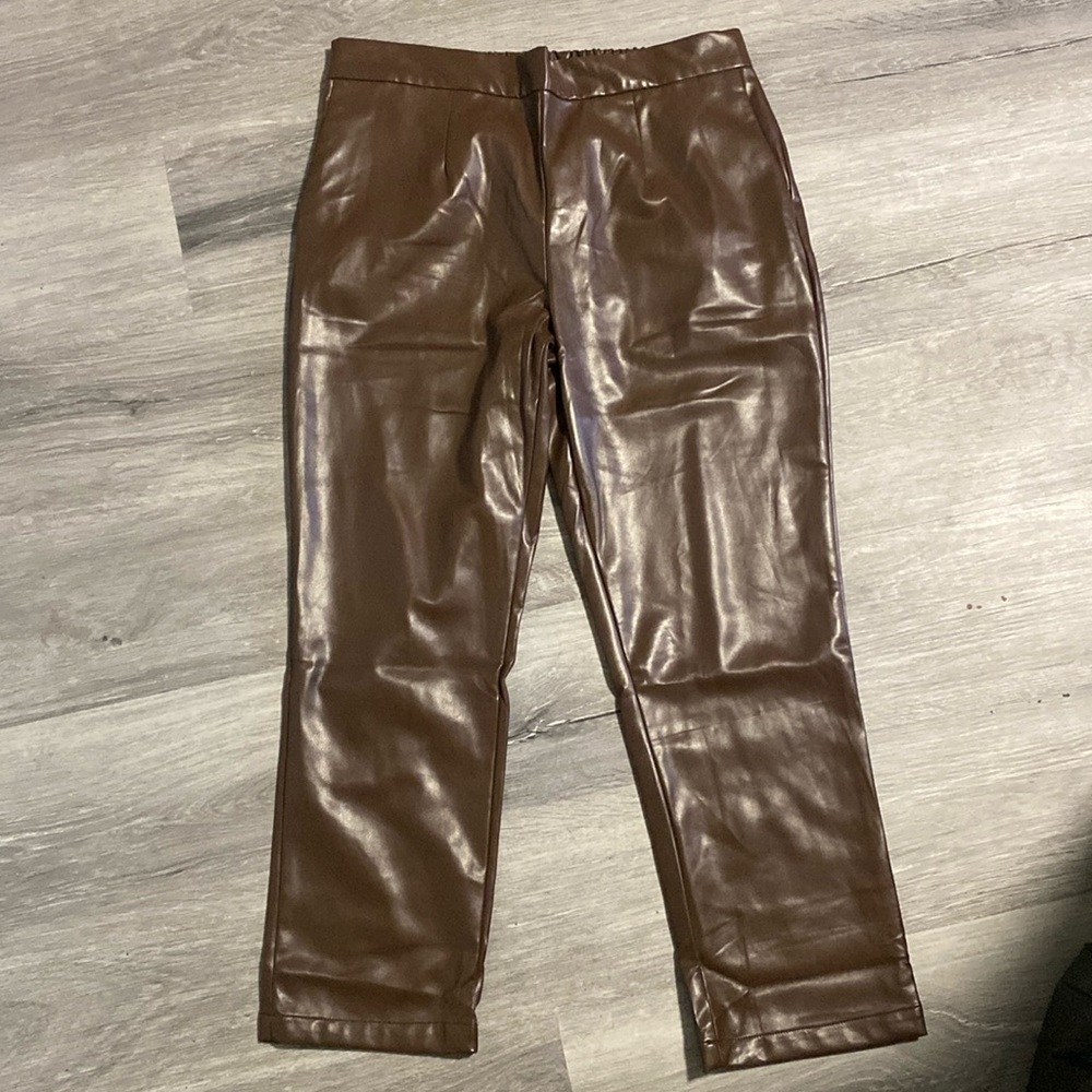 DKNY vegan leather jeans